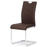 Jídelní židle, chrom / látka & koženka hnědá  DCL-410 BR2